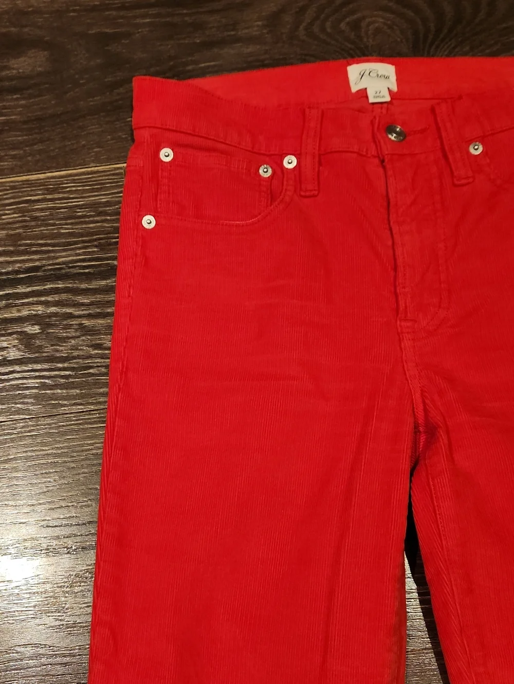❤️ J CREW HIGH RISE VINTAGE SLIM STRAIGHT CORDUROY PANTS / JEANS, RED, 4 (27)
